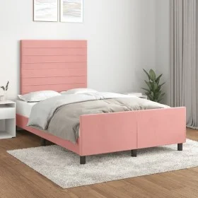 Pink velvet bed frame with headboard 120x200 cm by , Beds and slatted bases - Ref: Foro24-3125811, Price: 173,09 €, Discount: %