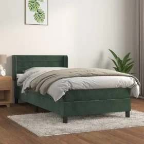 Box spring bed with dark green velvet mattress 90x200 cm by , Beds and slatted bases - Ref: Foro24-3131000, Price: 321,93 €, ...