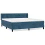 Box spring bed with dark blue velvet mattress 180x200 cm by , Beds and slatted bases - Ref: Foro24-3131037, Price: 538,32 €, ...