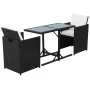 Garten-Bistrotisch und Stühle 3 Stück und schwarze Polyrattan-Kissen von vidaXL, Gartensets - Ref: Foro24-42539, Preis: 254,9...