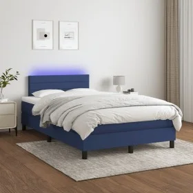 Box spring bed with mattress and LED blue fabric 120x200 cm by , Beds and slatted bases - Ref: Foro24-3133227, Price: 397,49 ...