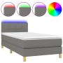 Box spring bed with mattress and LED dark gray fabric 90x200 cm by , Beds and slatted bases - Ref: Foro24-3133686, Price: 309...