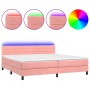 Box spring bed with mattress and LED pink velvet 200x200 cm by , Beds and slatted bases - Ref: Foro24-3134488, Price: 548,17 ...