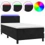 Box spring bed with mattress and LED black velvet 90x200 cm by , Beds and slatted bases - Ref: Foro24-3134443, Price: 283,81 ...