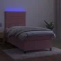 Box spring bed with mattress and LED pink velvet 90x190 cm by , Beds and slatted bases - Ref: Foro24-3136160, Price: 345,93 €...