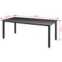 Mesa de jardín de aluminio y vidrio negra 190x90x74 cm