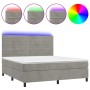 Box spring bed with mattress and LED light gray velvet 180x200 cm by , Beds and slatted bases - Ref: Foro24-3136197, Price: 5...