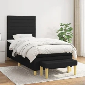 Box spring bed with black fabric mattress 100x200 cm by , Beds and slatted bases - Ref: Foro24-3137215, Price: 349,06 €, Disc...