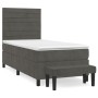 Box spring bed with dark gray velvet mattress 90x200 cm by , Beds and slatted bases - Ref: Foro24-3137882, Price: 348,24 €, D...