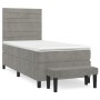 Cama box spring con colchón terciopelo gris claro 90x190 cm de , Camas y somieres - Ref: Foro24-3137875, Precio: 322,50 €, De...