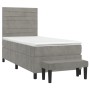Cama box spring con colchón terciopelo gris claro 90x190 cm de , Camas y somieres - Ref: Foro24-3137875, Precio: 322,50 €, De...