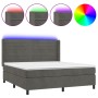 Boxspringbett mit Matratze und dunkelgrauem LED-Samt 180x200 cm von , Betten und Lattenroste - Ref: Foro24-3139638, Preis: 56...