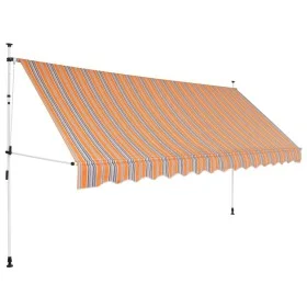 Manual retractable awning 350 cm yellow and blue striped by vidaXL, Awnings - Ref: Foro24-43229, Price: 104,62 €, Discount: %