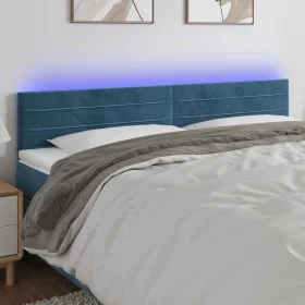 LED-Kopfteil aus dunkelblauem Samt, 180 x 5 x 78/88 cm von , Kopf- und Fußteile - Ref: Foro24-3121816, Preis: 62,36 €, Rabatt: %