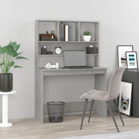 Betongrauer Sperrholzregal-Schreibtisch, 102 x 45 x 148 cm von , Schreibtische - Ref: Foro24-823004, Preis: 82,41 €, Rabatt: %