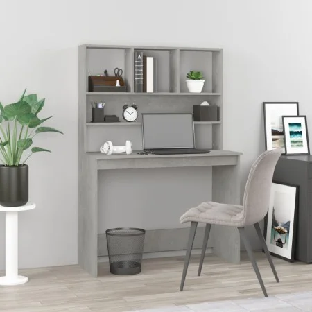 Escritorio de estantes contrachapada gris hormigón 102x45x148cm de , Escritorios - Ref: Foro24-823004, Precio: 81,00 €, Descu...