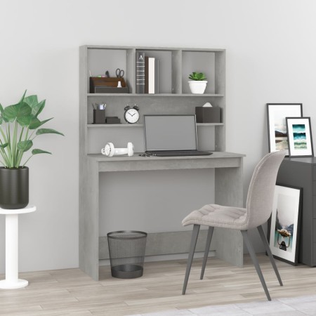 Escritorio de estantes contrachapada gris hormigón 102x45x148cm de , Escritorios - Ref: Foro24-823004, Precio: 82,29 €, Descu...