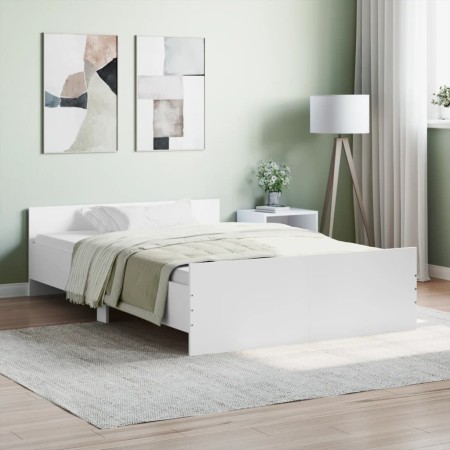 Bed frame with white headboard and footboard 120x190 cm by , Beds and slatted bases - Ref: Foro24-3203775, Price: 115,98 €, D...