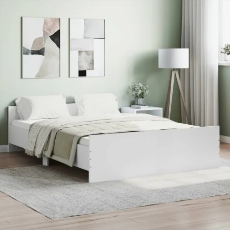 Bed frame with white headboard and footboard 135x190 cm by , Beds and slatted bases - Ref: Foro24-3203789, Price: 114,35 €, D...