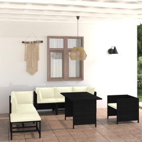 8-teiliges Gartenmöbel-Set und Kissen aus synthetischem Rattan schwarz von , Gartensets - Ref: Foro24-3059797, Preis: 521,98 ...