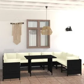 10-teiliges Gartenmöbel-Set synthetische Rattankissen schwarz von , Gartensets - Ref: Foro24-3059795, Preis: 584,55 €, Rabatt: %