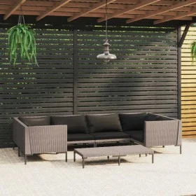 7-piece garden sofas and dark gray synthetic rattan cushions by , Garden sets - Ref: Foro24-3099927, Price: 549,15 €, Discoun...