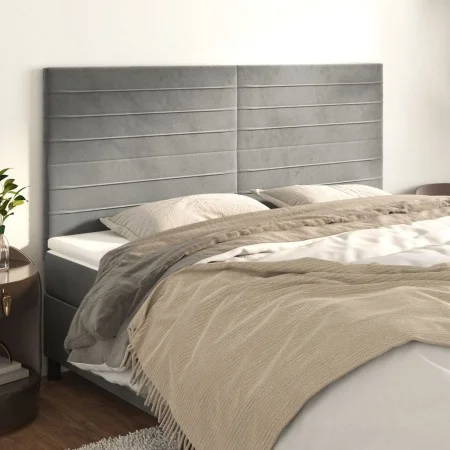 Headboards 4 units of light gray velvet 90x5x78/88 cm by , Headboards and footboards - Ref: Foro24-3116532, Price: 84,26 €, D...