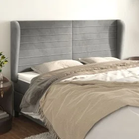 Kopfteil mit hellgrauen Samtohren 183x23x118/128 cm von , Kopf- und Fußteile - Ref: Foro24-3118156, Preis: 104,27 €, Rabatt: %