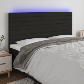 Headboard with LED lights black fabric 180x5x118/128 cm by , Headboards and footboards - Ref: Foro24-3122580, Price: 130,76 €...