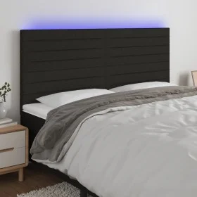 Headboard with LED lights black fabric 180x5x118/128 cm by , Headboards and footboards - Ref: Foro24-3122580, Price: 121,77 €...