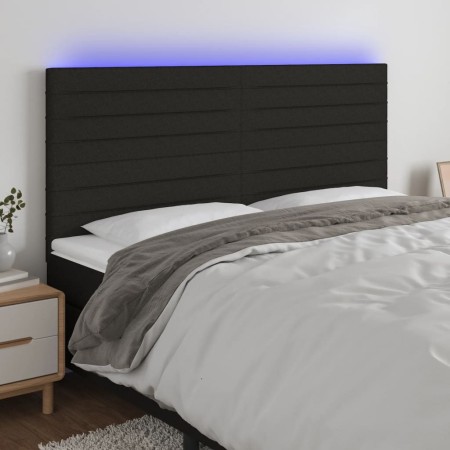 Kopfteil mit LED-Leuchten, schwarzer Stoff, 180 x 5 x 118/128 cm von , Kopf- und Fußteile - Ref: Foro24-3122580, Preis: 130,7...