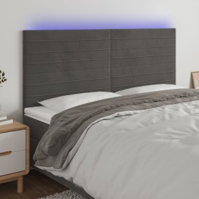 Kopfteil mit LED-Leuchten, dunkelgrauer Samt, 180 x 5 x 118/128 cm von , Kopf- und Fußteile - Ref: Foro24-3122625, Preis: 94,...