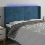LED-Kopfteil aus dunkelblauem Samt, 183 x 16 x 118/128 cm von , Kopf- und Fußteile - Ref: Foro24-3124252, Preis: 126,24 €, Ra...