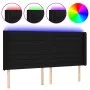 Black fabric headboard with LED 203x16x118/128 cm by , Headboards and footboards - Ref: Foro24-3124212, Price: 116,55 €, Disc...