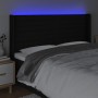 Cabecero con LED de tela negro 203x16x118/128 cm de , Cabeceros y pies de cama - Ref: Foro24-3124212, Precio: 133,45 €, Descu...