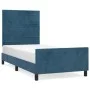 Dark blue velvet bed frame with headboard 90x200 cm by , Beds and slatted bases - Ref: Foro24-3125798, Price: 147,77 €, Disco...