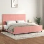 Pink velvet bed frame with headboard 200x200 cm by , Beds and slatted bases - Ref: Foro24-3125841, Price: 217,95 €, Discount: %