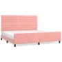 Pink velvet bed frame with headboard 200x200 cm by , Beds and slatted bases - Ref: Foro24-3125841, Price: 217,95 €, Discount: %