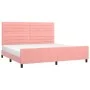 Pink velvet bed frame with headboard 200x200 cm by , Beds and slatted bases - Ref: Foro24-3125841, Price: 217,95 €, Discount: %