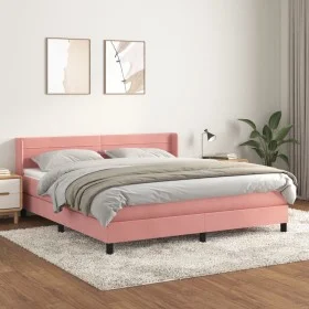 Box spring bed with pink velvet mattress 180x200 cm by , Beds and slatted bases - Ref: Foro24-3131038, Price: 493,84 €, Disco...