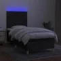 Box spring bed mattress and LED lights black fabric 100x200 cm by , Beds and slatted bases - Ref: Foro24-3135495, Price: 329,...