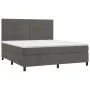 Box spring bed with mattress and LED dark gray velvet 180x200 cm by , Beds and slatted bases - Ref: Foro24-3136198, Price: 54...