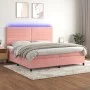 Box spring bed with mattress and LED pink velvet 200x200 cm by , Beds and slatted bases - Ref: Foro24-3136208, Price: 588,82 ...