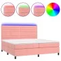 Box spring bed with mattress and LED pink velvet 200x200 cm by , Beds and slatted bases - Ref: Foro24-3136208, Price: 588,82 ...