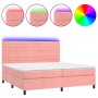 Boxspringbett mit Matratze und LED-Rosa-Samt 200x200 cm von , Betten und Lattenroste - Ref: Foro24-3136208, Preis: 610,09 €, ...