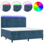 Box spring bed with mattress and LED velvet dark blue 180x200 cm by , Beds and slatted bases - Ref: Foro24-3136201, Price: 61...