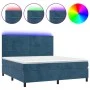 Box spring bed with mattress and LED velvet dark blue 180x200 cm by , Beds and slatted bases - Ref: Foro24-3136201, Price: 60...
