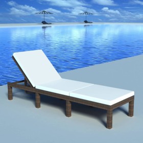 Lounger with brown synthetic rattan cushion by vidaXL, Loungers - Ref: Foro24-42845, Price: 142,24 €, Discount: %