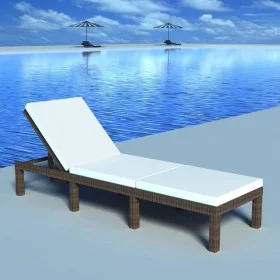 Lounger with brown synthetic rattan cushion by vidaXL, Loungers - Ref: Foro24-42845, Price: 140,21 €, Discount: %