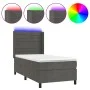 Box spring bed with mattress and LED dark gray velvet 90x200 cm by , Beds and slatted bases - Ref: Foro24-3139602, Price: 314...